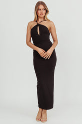 Feels Good Backless Bodycon Maxi Dress Black